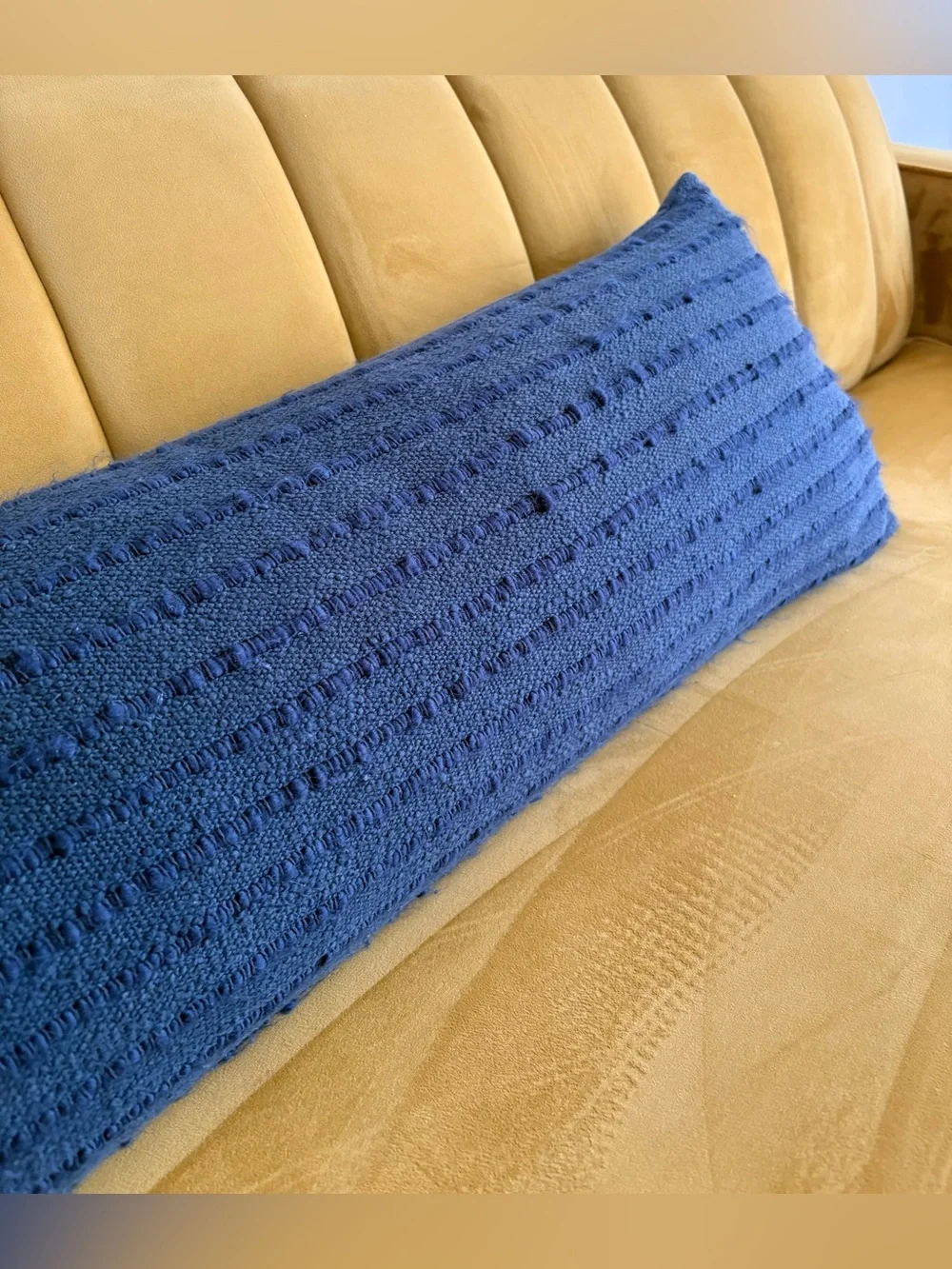 Williams Sonoma 12x48 Navy Blue Lumbar Pillow with Synthetic Down Insert